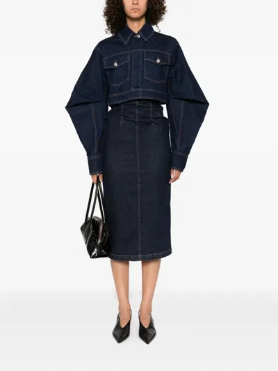 Sportmax Cropped Jacket With Buttoned Pockets And Contrast Stitching