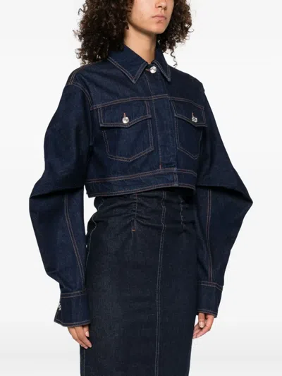 Sportmax Cropped Jacket With Buttoned Pockets And Contrast Stitching