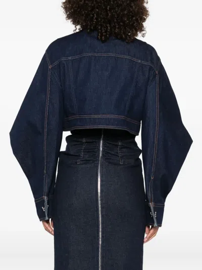 Sportmax Cropped Jacket With Buttoned Pockets And Contrast Stitching