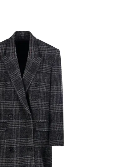 Isabel Marant Étoile Long Checked Double-breasted Notched Lapels Coat
