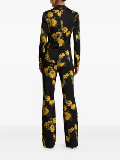Alice And Olivia Rose-print Bow Blazer In Black