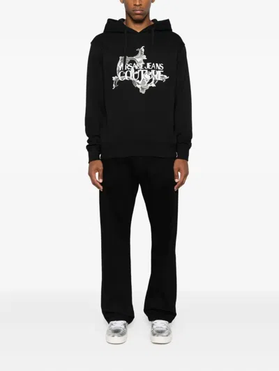 Versace Jeans Couture Logo-print Hoodie In Black