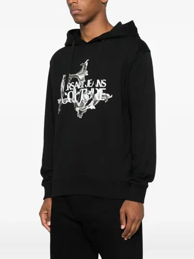 Versace Jeans Couture Logo-print Hoodie In Black