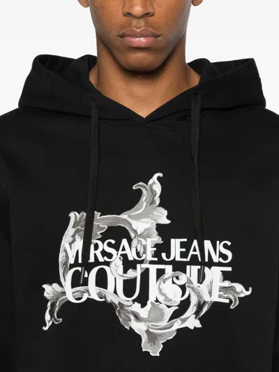 Versace Jeans Couture Logo-print Hoodie In Black
