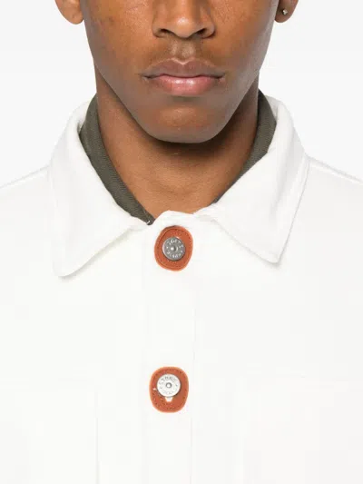 Stone Island Button-fastening Cotton Jacket In White