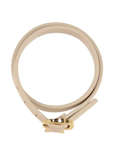 Gianvito Rossi Gr-buckle Leather Belt In Neutral