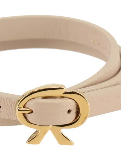 Gianvito Rossi Gr-buckle Leather Belt In Neutral