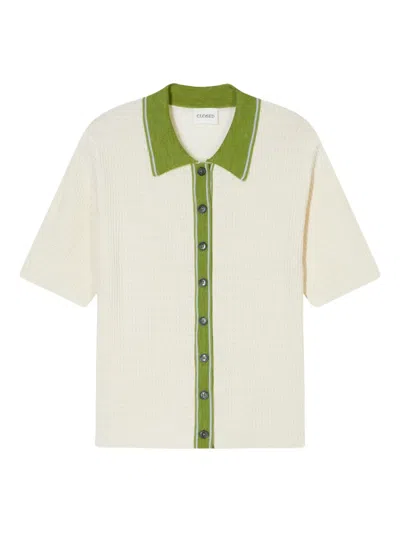 Closed Short Sleeve Cardigan In Green