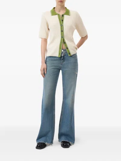 Closed Short Sleeve Cardigan In Green