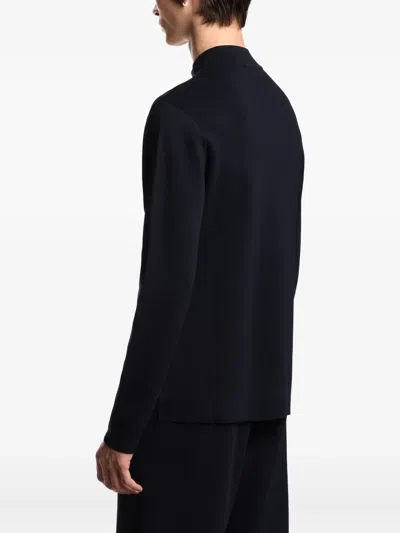 Emporio Armani Icon Knitted Jacket With Guru Collar In Black