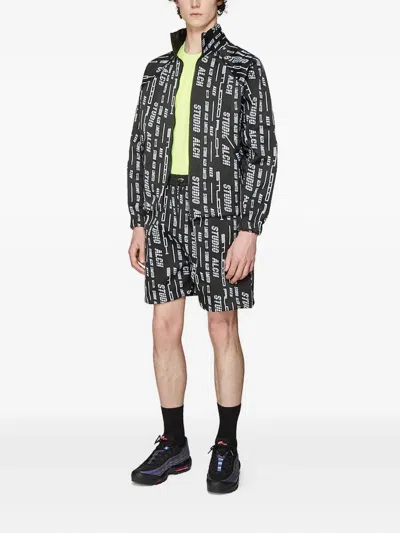 Studio Alch Logo-motif Panelled Track Shorts In Black