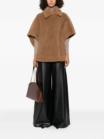 Max Mara Tebe Teddy Cape In Brown