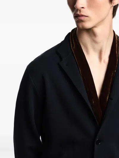 Emporio Armani Icon Knitted Jacket With Guru Collar In Black