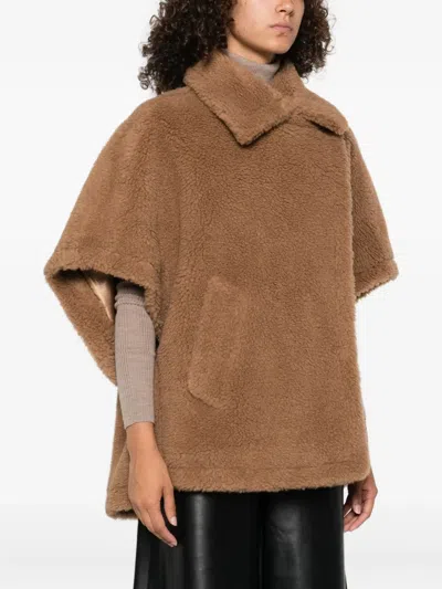 Max Mara Tebe Teddy Cape In Brown
