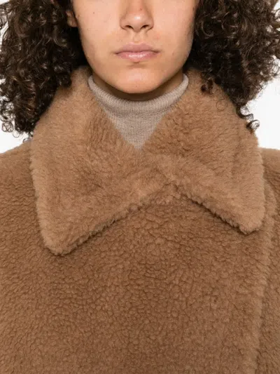 Max Mara Tebe Teddy Cape In Brown