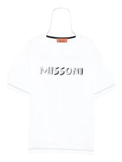 Missoni Logo-embroidered Cotton T-shirt In White