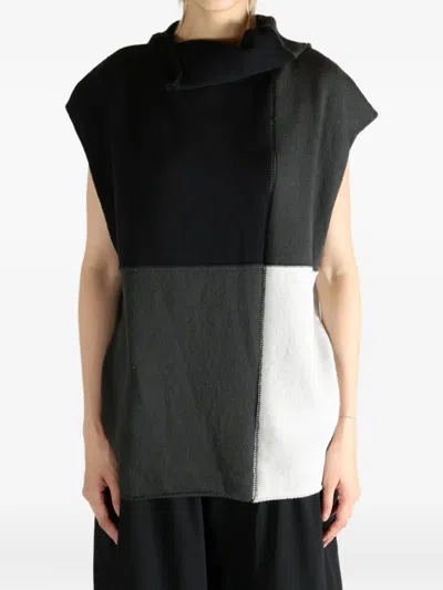 Y's Patchwork Top In Black