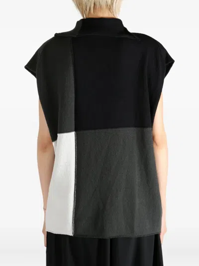 Y's Patchwork Top In Black