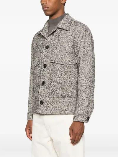 Tagliatore Textured Wool Blend Jacket In Gray