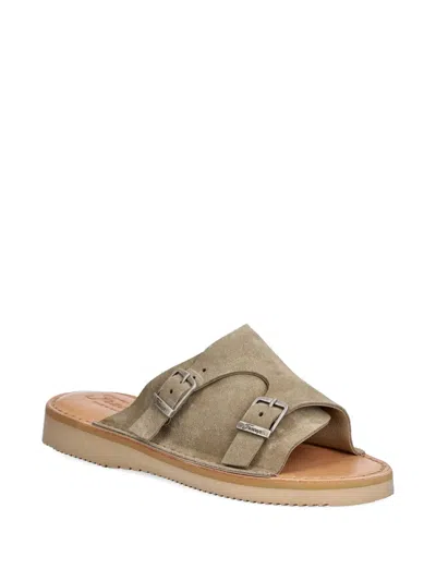 Fracap D110 Double-buckle Suede Sandals In Neutral
