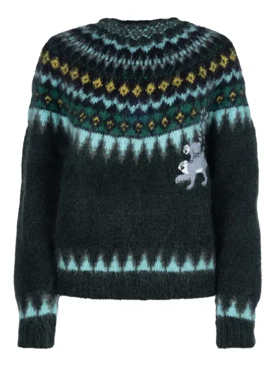 Loewe X Suna Fujita Jacquard Mohair-blend Sweater In Black