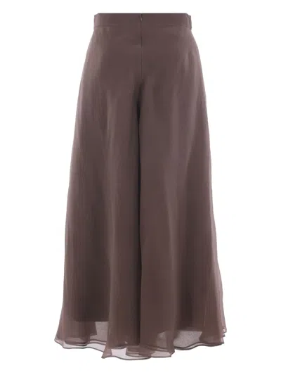 Brunello Cucinelli Pleated Midi Skirt In Brown