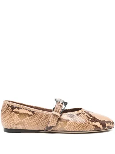 Paris Texas Sveva Snakeskin Buckle Ballet Flats