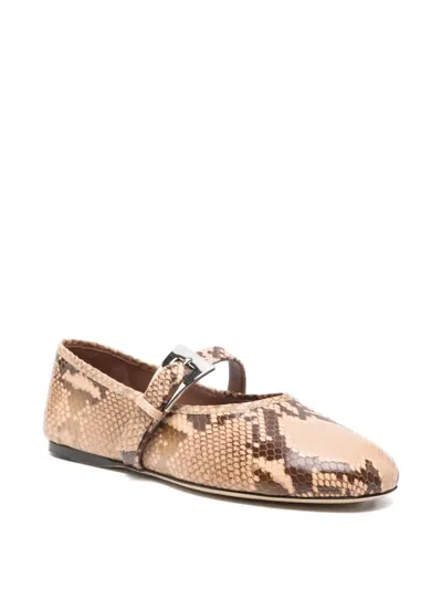 Paris Texas Sveva Snakeskin Buckle Ballet Flats