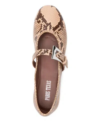 Paris Texas Sveva Snakeskin Buckle Ballet Flats