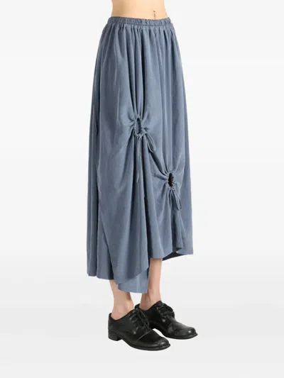 Y's Drawstring-detail Asymmetrical Midi Skirt In Gray