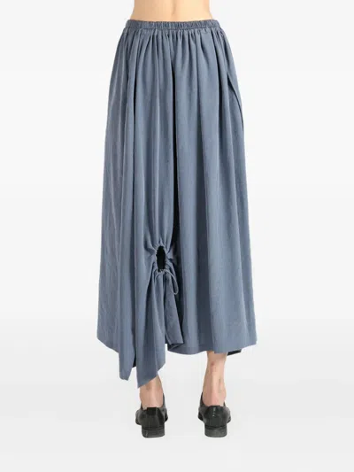 Y's Drawstring-detail Asymmetrical Midi Skirt In Gray