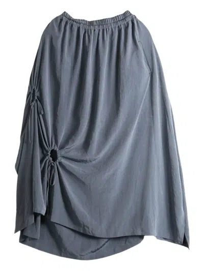 Y's Drawstring-detail Asymmetrical Midi Skirt In Gray