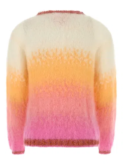 Rose Carmine Multicolor Mohair Blend Sweater In Multi