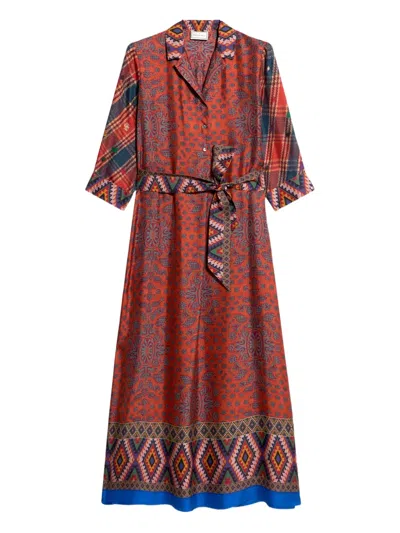 Pierre-louis Mascia Paisley-print Belted Midi Dress In Multi