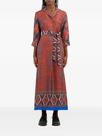 Pierre-louis Mascia Paisley-print Belted Midi Dress In Multi
