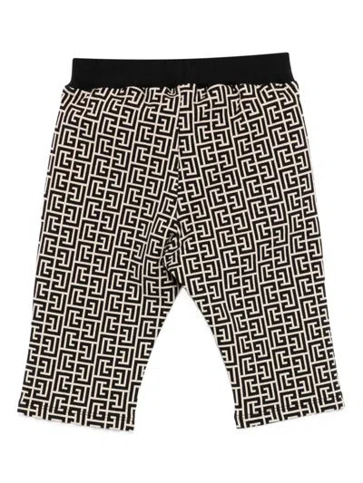 Balmain Monogram-pattern Trousers In Black