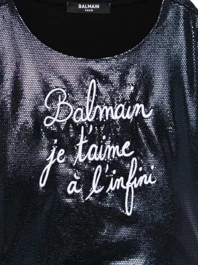 Balmain Metallic-finish Embroidered T-shirt In Metallic