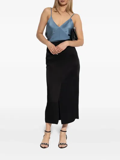 Forte Forte Satin-panelled Top In Blue