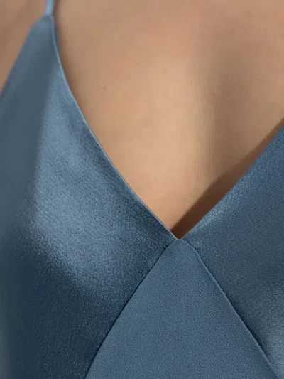 Forte Forte Satin-panelled Top In Blue