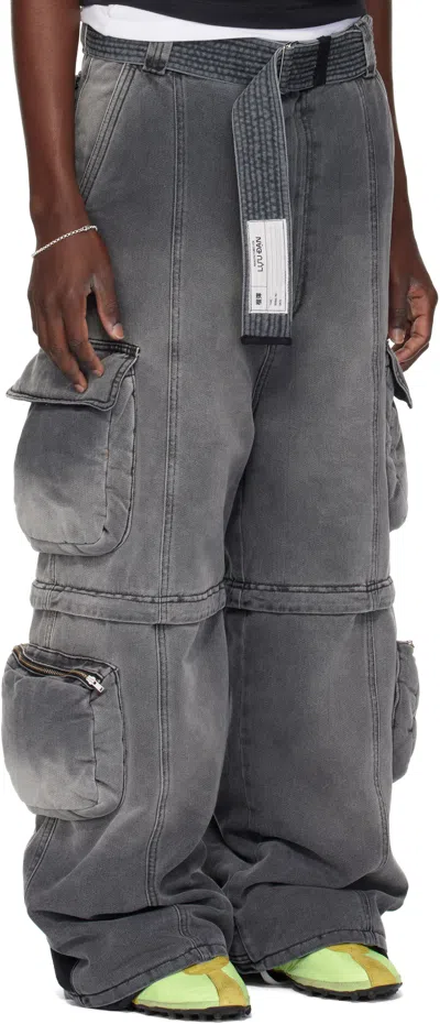 Lu'u Dan Gray Wadded Denim Cargo Pants In Gray