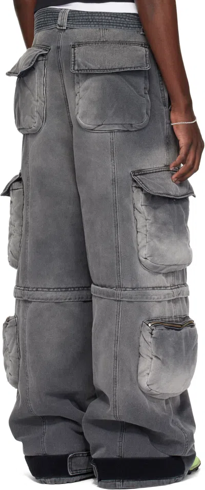 Lu'u Dan Gray Wadded Denim Cargo Pants In Gray