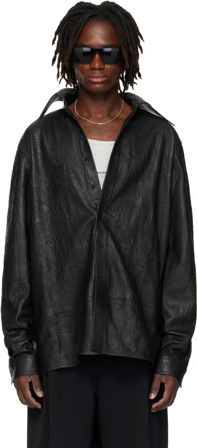 Lu'u Dan Black Misfit Leather Jacket In Black
