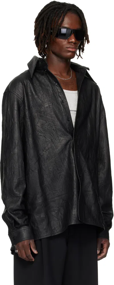 Lu'u Dan Black Misfit Leather Jacket In Black