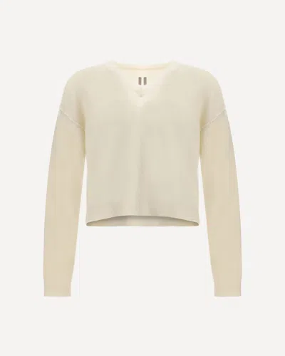 Rick Owens Relaxed Fit V-neck Sweater With Ribbed Accents