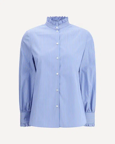 Valentino Hemd Aus Classic Stripe Popeline Frau Iris Liliac 48