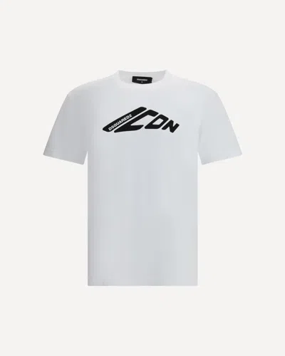 Dsquared2 Cotton Crew Neck T-shirt With Short Sleeves In Regular Fit In White