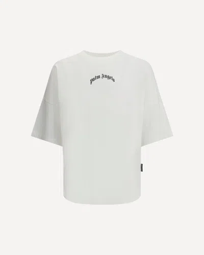 Palm Angels Relaxed-fit White T-shirt With Logo Print In Multi