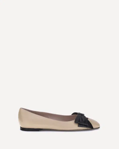 Valentino Bow-detail Leather Ballet Flats In Neutral