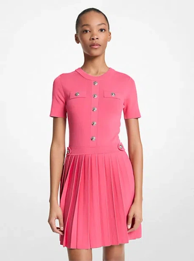Michael Kors Stretch Knit Pleated Mini Dress