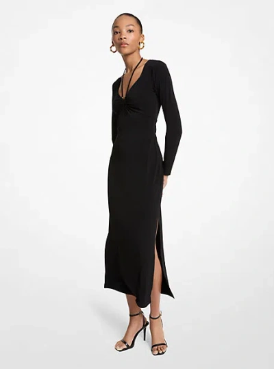 Michael Kors Stretch Matte Jersey Midi Dress In Black